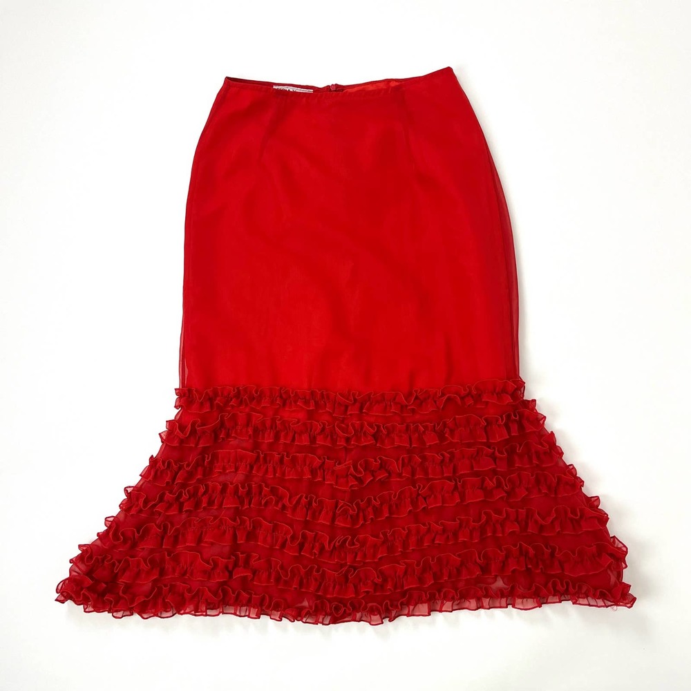Red Mermaid Ruffles Skirt